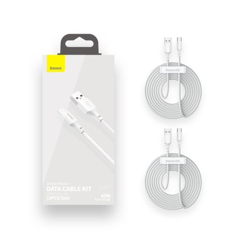 Baseus BASEUS KABEL USB/USB-C SIMPLE WISDOM, 40W, 5A, 1.5M BIAŁY Baseus BASEUS KABEL USB/USB-C SIMPLE WISDOM, 40W, 5A, 1.5M BIAŁY