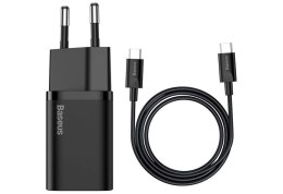 Baseus BASEUS ŁADOWARKA SIECIOWA Z KABLEM USB-C DO USB-C TZCCSUP-L01 SUPER SI 1C 25W CZARNA