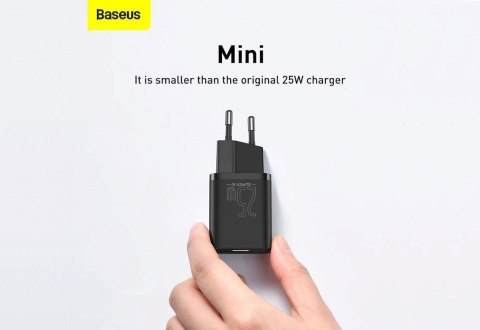 Baseus BASEUS ŁADOWARKA SIECIOWA Z KABLEM USB-C DO USB-C TZCCSUP-L01 SUPER SI 1C 25W CZARNA