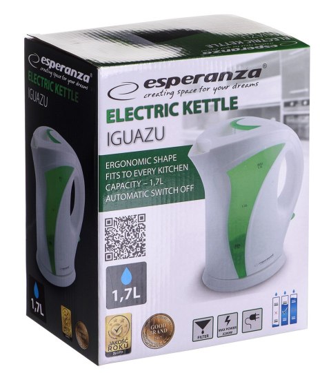 Esperanza Czajnik elektryczny Esperanza Iguazu EKK018G (2200W 1.7l; kolor zielony) Esperanza Czajnik elektryczny Esperanza Iguazu EKK018G (2200W 1.7l; kolor zielony)