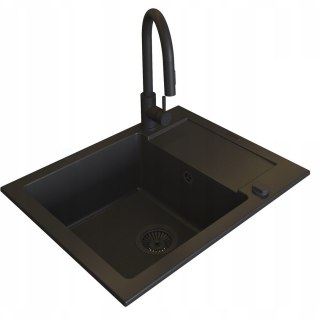 PYRAMIS Czarny zestaw zlew z baterią - Zlewozmywak PYRAMIS MIDO (62x50) 1B 1D Volcano + Bateria IDEA Black Edition Volcano 070167602BE