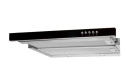 AKPO Okap podszafkowy teleskopowy AKPO WK-7 LIGHT GLASS 60 INOX CZARNY (600mm; kolor inox, front czarne szkło)