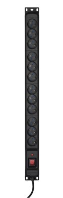Activejet Listwa przeciwprzepięciowa Activejet COMBO/12gn/1,5m/cz (12 x UTE; 10 A (2500 W); 1,5m; kolor czarny)