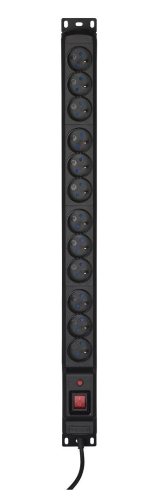 Activejet Listwa przeciwprzepięciowa Activejet COMBO/12gn/1,5m/cz (12 x UTE; 10 A (2500 W); 1,5m; kolor czarny)