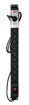 Activejet Listwa przeciwprzepięciowa Activejet COMBO/12gn/1,5m/cz (12 x UTE; 10 A (2500 W); 1,5m; kolor czarny)