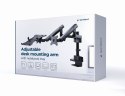 GEMBIRD GEMBIRD BIURKOWE REGULOWANE RAMIĘ/UCHWYT NA 2 MONITORY + PÓŁKA NA NOTEBOOKA 17-32, VESA 100X100MM, DO 8 KG