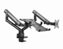 GEMBIRD GEMBIRD BIURKOWE REGULOWANE RAMIĘ/UCHWYT NA 2 MONITORY + PÓŁKA NA NOTEBOOKA 17-32, VESA 100X100MM, DO 8 KG