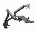 GEMBIRD GEMBIRD BIURKOWE REGULOWANE RAMIĘ/UCHWYT NA 2 MONITORY + PÓŁKA NA NOTEBOOKA 17-32, VESA 100X100MM, DO 8 KG