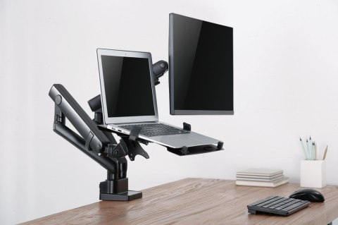 GEMBIRD GEMBIRD BIURKOWE REGULOWANE RAMIĘ/UCHWYT NA 2 MONITORY + PÓŁKA NA NOTEBOOKA 17-32, VESA 100X100MM, DO 8 KG GEMBIRD GEMBIRD BIURKOWE REGULOWANE RAMIĘ/UCHWYT NA 2 MONITORY + PÓŁKA NA NOTEBOOKA 17-32, VESA 100X100MM, DO 8 KG