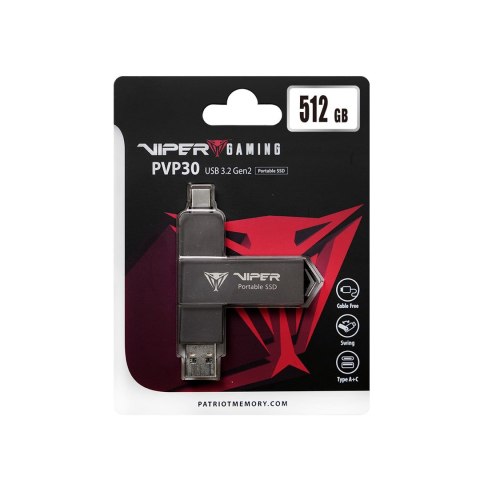 Patriot Memory Dysk SSD Patriot PVP30 512GB 1000MB/s USB Duo A+C 3.2 Gen2 Alu Patriot Memory Dysk SSD Patriot PVP30 512GB 1000MB/s USB Duo A+C 3.2 Gen2 Alu
