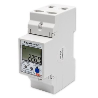 Qoltec QOLTEC LICZNIK ENERGII JEDNOFAZOWY ELEKTRONICZNY NA SZYNĘ DIN | 230V | LCD | WI-FI