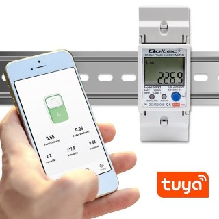 Qoltec QOLTEC LICZNIK ENERGII JEDNOFAZOWY ELEKTRONICZNY NA SZYNĘ DIN | 230V | LCD | WI-FI