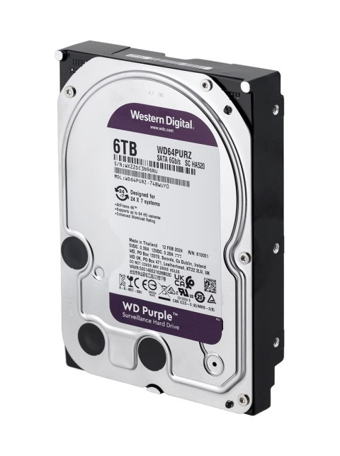 WD Dysk twardy HDD WD Purple 6TB 3,5" SATA WD64PURZ WD Dysk twardy HDD WD Purple 6TB 3,5" SATA WD64PURZ