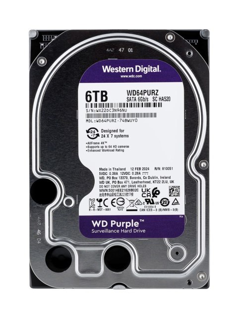 WD Dysk twardy HDD WD Purple 6TB 3,5" SATA WD64PURZ WD Dysk twardy HDD WD Purple 6TB 3,5" SATA WD64PURZ