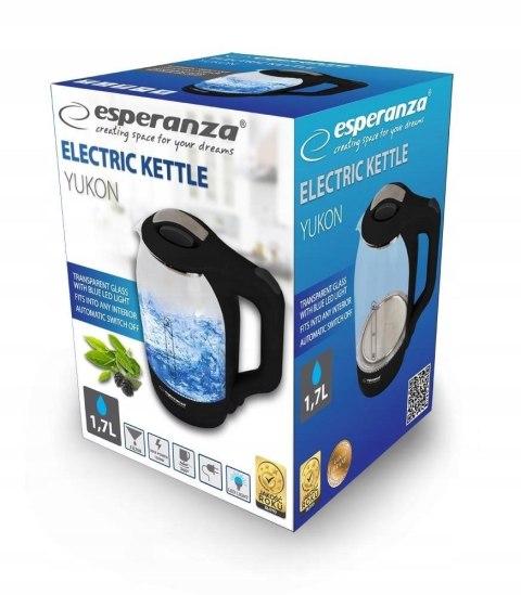 Czajnik elektryczny Esperanza YUKON EKK025K (1500W 1.7l; kolor przeźroczysty) Czajnik elektryczny Esperanza YUKON EKK025K (1500W 1.7l; kolor przeźroczysty)