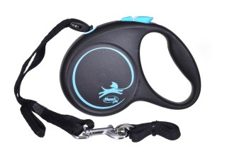 Flexi Smycz flexi automatyczna Black Design S taśma 5 m - dla psa do 15 kg, kolor srebrny