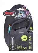 Flexi Smycz flexi automatyczna Black Design S taśma 5 m - dla psa do 15 kg, kolor srebrny