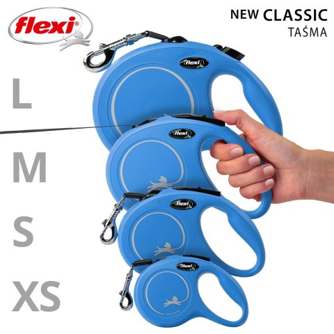 Flexi Smycz flexi automatyczna New Classic S taśma 5 m - dla psa do 15 kg, kolor niebieski Flexi Smycz flexi automatyczna New Classic S taśma 5 m - dla psa do 15 kg, kolor niebieski