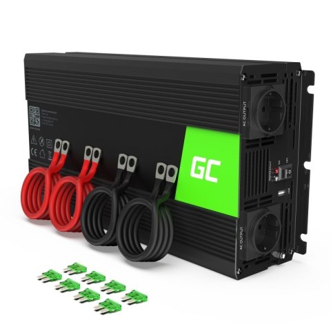 Green Cell GREEN CELL PRZETWORNICA INV12 12V-230V 3000W/6000W MODYFIKOWANA SINUSOIDA Green Cell GREEN CELL PRZETWORNICA INV12 12V-230V 3000W/6000W MODYFIKOWANA SINUSOIDA