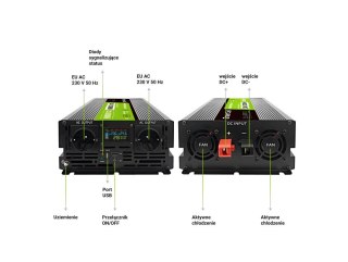 Green Cell GREEN CELL PRZETWORNICA LCD 24V/230V 3000W/6000W CZYSTY SINUS INVGC24P3000LCD