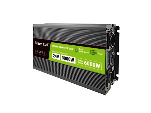 Green Cell GREEN CELL PRZETWORNICA LCD 24V/230V 3000W/6000W CZYSTY SINUS INVGC24P3000LCD Green Cell GREEN CELL PRZETWORNICA LCD 24V/230V 3000W/6000W CZYSTY SINUS INVGC24P3000LCD