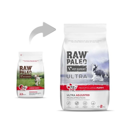 VetExpert VetExpert Raw Paleo Ultra Wołowina Medium&Large Puppy 2kg VetExpert VetExpert Raw Paleo Ultra Wołowina Medium&Large Puppy 2kg