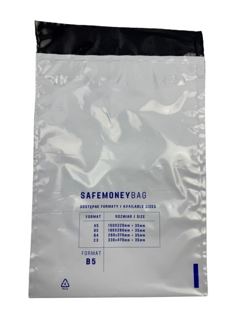 BESTPAK SAFEMONEYBAG Koperty bezpiecznie depozytowe biała B5 190mmx260mm+35mm 100 szt BESTPAK SAFEMONEYBAG Koperty bezpiecznie depozytowe biała B5 190mmx260mm+35mm 100 szt