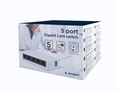 GEMBIRD GEMBIRD SWITCH DESKTOP GIGABIT LAN (5X 10/100/1000MBPS) BIAŁY GEMBIRD GEMBIRD SWITCH DESKTOP GIGABIT LAN (5X 10/100/1000MBPS) BIAŁY
