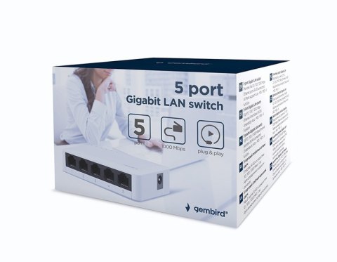GEMBIRD GEMBIRD SWITCH DESKTOP GIGABIT LAN (5X 10/100/1000MBPS) BIAŁY GEMBIRD GEMBIRD SWITCH DESKTOP GIGABIT LAN (5X 10/100/1000MBPS) BIAŁY