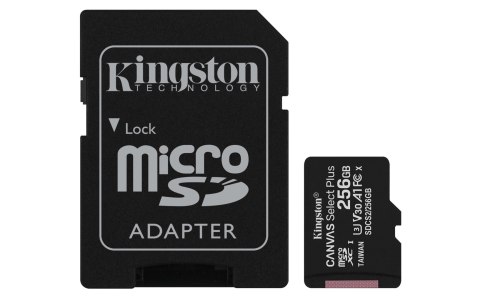 Kingston Karta pamięci z adapterem Kingston Canvas Select Plus SDCS2/256GB (256GB; Class 10, Class U1, V30; + adapter) Kingston Karta pamięci z adapterem Kingston Canvas Select Plus SDCS2/256GB (256GB; Class 10, Class U1, V30; + adapter)