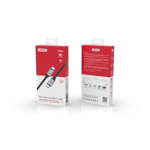 UNITEK UNITEK KABEL USB-C - USB-C, 10GBPS 4K 60HZ 20V/5A UNITEK UNITEK KABEL USB-C - USB-C, 10GBPS 4K 60HZ 20V/5A