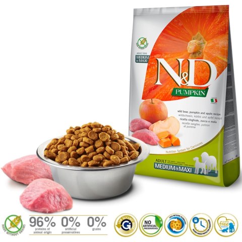 Farmina FARMINA N&D Pumpkin Boar & Apple Adult Medium & Maxi - sucha karma dla psa - 12kg Farmina FARMINA N&D Pumpkin Boar & Apple Adult Medium & Maxi - sucha karma dla psa - 12kg