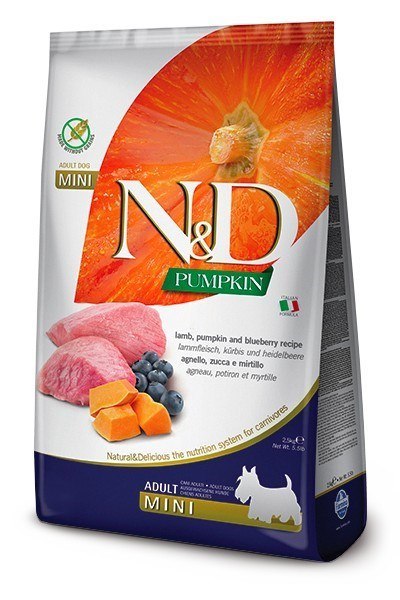 Farmina FARMINA N&D Pumpkin Lamb & Blueberry Adult Mini - sucha karma dla psa - 7 kg Farmina FARMINA N&D Pumpkin Lamb & Blueberry Adult Mini - sucha karma dla psa - 7 kg