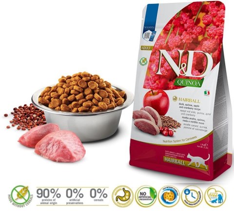 Farmina FARMINA N&D Quinoa Hairball - sucha karma dla kota - 1.5 kg Farmina FARMINA N&D Quinoa Hairball - sucha karma dla kota - 1.5 kg