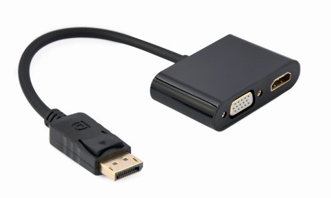 GEMBIRD GEMBIRD ADAPTER NA KABLU DISPLAYPORT MĘSKI NA ŻEŃSKI HDMI + ŻEŃSKI VGA CZARNY, 10CM GEMBIRD GEMBIRD ADAPTER NA KABLU DISPLAYPORT MĘSKI NA ŻEŃSKI HDMI + ŻEŃSKI VGA CZARNY, 10CM