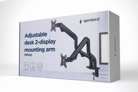 GEMBIRD GEMBIRD BIURKOWE REGULOWANE RAMIĘ/UCHWYT NA 2 MONITORY 17-32, 100X100MM, DO 8 KG GEMBIRD GEMBIRD BIURKOWE REGULOWANE RAMIĘ/UCHWYT NA 2 MONITORY 17-32, 100X100MM, DO 8 KG