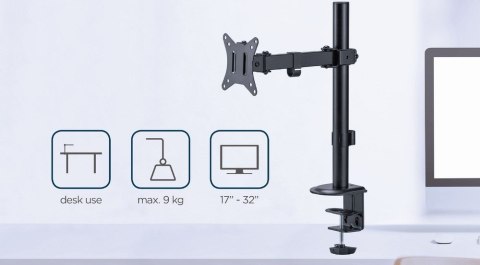 GEMBIRD GEMBIRD BIURKOWE REGULOWANE RAMIĘ/UCHWYT NA MONITOR 17-32, VESA 100X100MM, DO 9 KG GEMBIRD GEMBIRD BIURKOWE REGULOWANE RAMIĘ/UCHWYT NA MONITOR 17-32, VESA 100X100MM, DO 9 KG