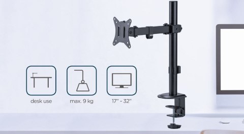GEMBIRD GEMBIRD BIURKOWE REGULOWANE RAMIĘ/UCHWYT NA MONITOR 17-32, VESA 100X100MM, DO 9 KG GEMBIRD GEMBIRD BIURKOWE REGULOWANE RAMIĘ/UCHWYT NA MONITOR 17-32, VESA 100X100MM, DO 9 KG