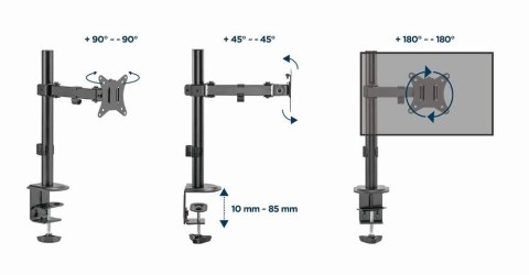 GEMBIRD GEMBIRD BIURKOWE REGULOWANE RAMIĘ/UCHWYT NA MONITOR 17-32, VESA 100X100MM, DO 9 KG GEMBIRD GEMBIRD BIURKOWE REGULOWANE RAMIĘ/UCHWYT NA MONITOR 17-32, VESA 100X100MM, DO 9 KG