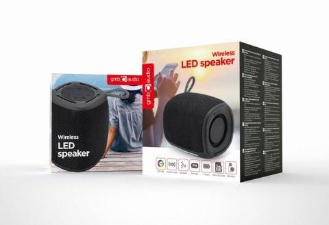GEMBIRD GEMBIRD PRZENOŚNY GŁOŚNIK BLUETOOTH LED SPK-BT-LED-03-BK RMS 2X 5W, WBUDOWANY MIKROFON, KOLOR CZARNY, USB, AUX, MICROSD GEMBIRD GEMBIRD PRZENOŚNY GŁOŚNIK BLUETOOTH LED SPK-BT-LED-03-BK RMS 2X 5W, WBUDOWANY MIKROFON, KOLOR CZARNY, USB, AUX, MICROSD