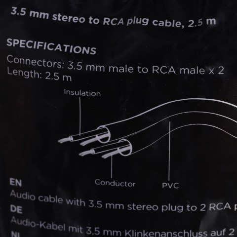 GEMBIRD Kabel GEMBIRD CCA-458-2.5M (2x Cinch M - Mini Jack M; 2,5m; kolor czarny) GEMBIRD Kabel GEMBIRD CCA-458-2.5M (2x Cinch M - Mini Jack M; 2,5m; kolor czarny)