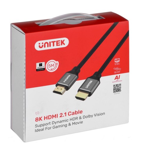 UNITEK UNITEK KABEL HDMI 2.1, 8K 60HZ, 4K 120HZ, 5M,C140W UNITEK UNITEK KABEL HDMI 2.1, 8K 60HZ, 4K 120HZ, 5M,C140W