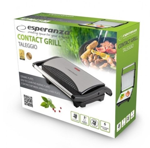 Esperanza Grill elektryczny stołowy Esperanza Taleggio EKG006 (stołowy-zamknięty; 750W; kolor inox) (WYPRZEDAŻ) Esperanza Grill elektryczny stołowy Esperanza Taleggio EKG006 (stołowy-zamknięty; 750W; kolor inox) (WYPRZEDAŻ)