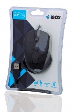 IBOX Mysz IBOX i005 LASEROWA PRZEWODOWA, USB IMLAF005 (laserowa; 1600 DPI; kolor czarny)