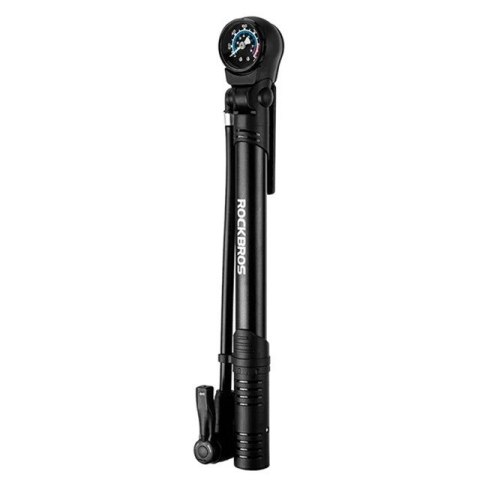 Rockbros Pompka rowerowa Rockbros 42310006001 z manometrem - czarna Rockbros Pompka rowerowa Rockbros 42310006001 z manometrem - czarna