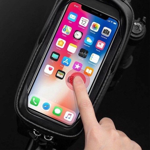 Rockbros Sakwa rowerowa Rockbros B68-1 na ramę pancerna z kieszonką na telefon 1.7l - czarna Rockbros Sakwa rowerowa Rockbros B68-1 na ramę pancerna z kieszonką na telefon 1.7l - czarna