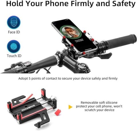 Rockbros Uchwyt rowerowy Rockbros 699-BK ze stopu aluminium do telefonu - czarny Rockbros Uchwyt rowerowy Rockbros 699-BK ze stopu aluminium do telefonu - czarny