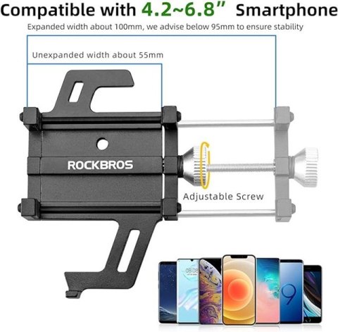 Rockbros Uchwyt rowerowy Rockbros 699-BK ze stopu aluminium do telefonu - czarny Rockbros Uchwyt rowerowy Rockbros 699-BK ze stopu aluminium do telefonu - czarny