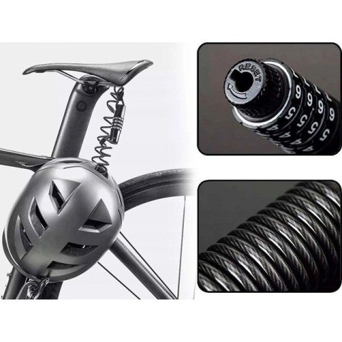 Rockbros Zapięcie rowerowe Rockbros T609 na szyfr 1,5m - czarne Rockbros Zapięcie rowerowe Rockbros T609 na szyfr 1,5m - czarne