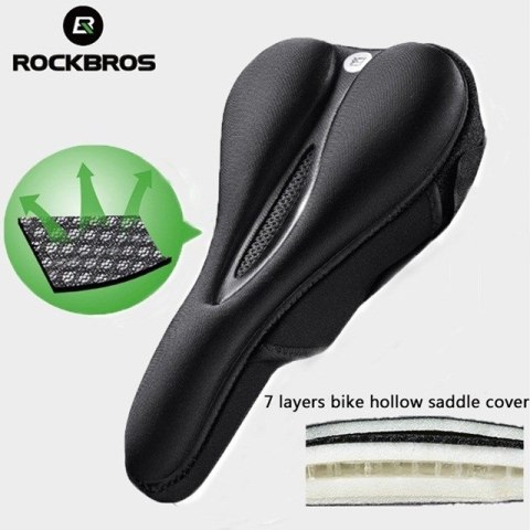 Rockbros Żelowy pokrowiec na siodełko rowerowe Rockbros LF047-S z silikonu rozmiar M - czarny Rockbros Żelowy pokrowiec na siodełko rowerowe Rockbros LF047-S z silikonu rozmiar M - czarny